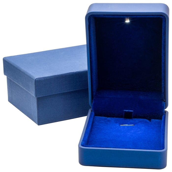 Necklace Jewelry Box With Light and Blue Velvet Interior