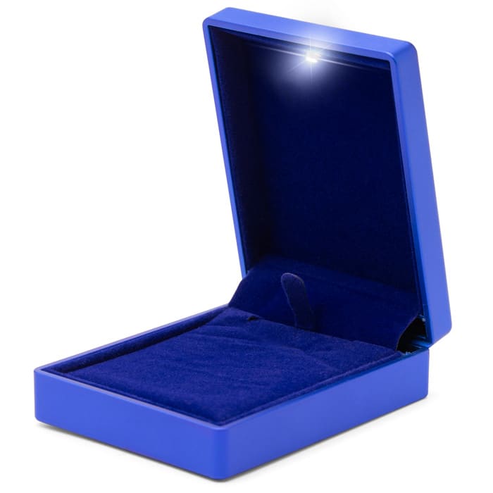 Necklace Jewelry Box With Light and Blue Velvet Interior