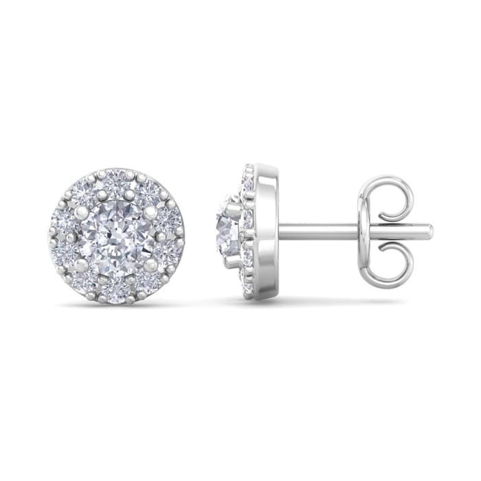 1/4ct Diamond Stud Earrings With Pave Diamonds in White Gold