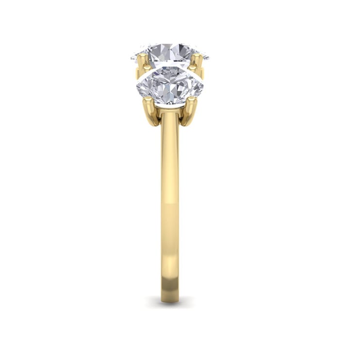 4 Carat Lab Grown Diamond Three Stone Ring In 14 Karat Yellow Gold