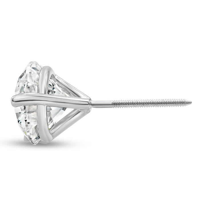 4 Carat Lab Grown Diamond Earrings In 14 Karat White Gold, Martini Setting