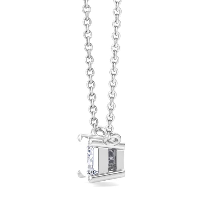 1/3 Carat Emerald Cut Lab Grown Diamond Solitaire Necklace In 14 Karat White Gold