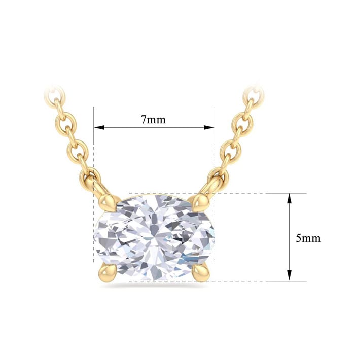 3/4 Carat Oval Shape Lab Grown Diamond Solitaire Necklace In 14 Karat Yellow Gold
