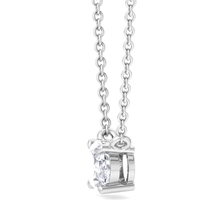 1 Carat Oval Shape Lab Grown Diamond Solitaire Necklace In 14 Karat White Gold