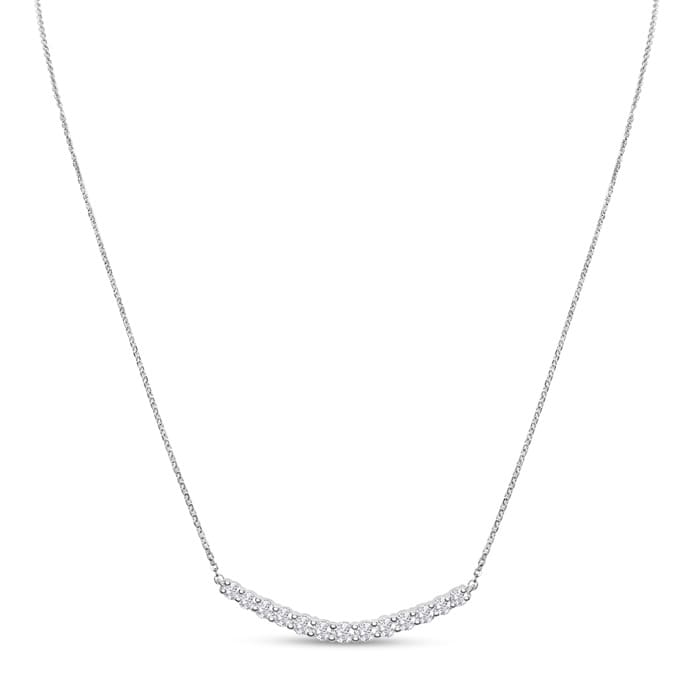 1 Carat Graduated Lab Grown Diamond Smile Necklace In 14K White Gold With 22 Inch Adjustable Chain