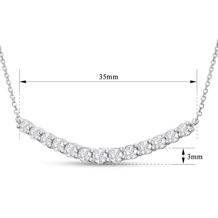 1 Carat Graduated Lab Grown Diamond Smile Necklace In 14K White Gold With 22 Inch Adjustable Chain