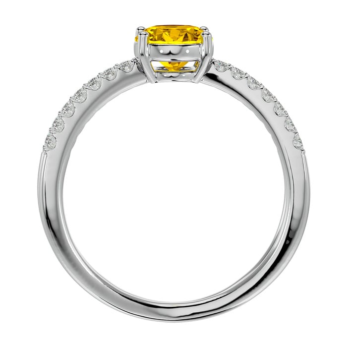 Citrine Ring: 1 1/2 Carat Oval Shape Citrine and Halo Diamond Ring In Sterling Silver