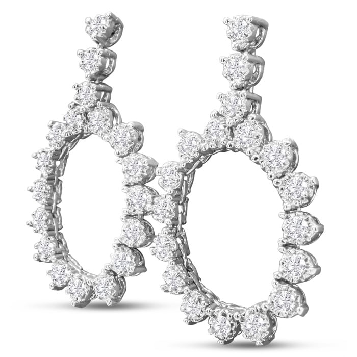 1 3/4 Carat Diamond Drop Earrings In 14 Karat White Gold