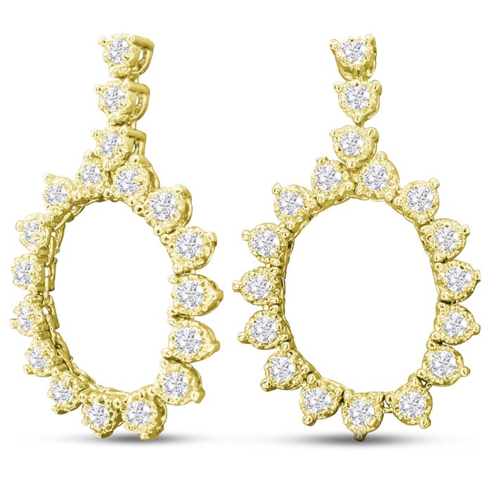 1 3/4 Carat Diamond Drop Earrings In 14 Karat Yellow Gold