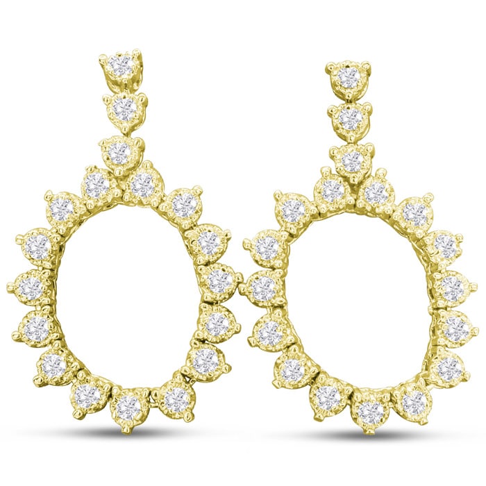 1 3/4 Carat Diamond Drop Earrings In 14 Karat Yellow Gold
