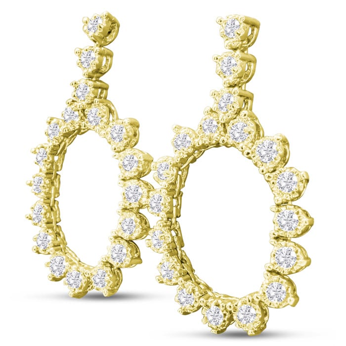 1 3/4 Carat Diamond Drop Earrings In 14 Karat Yellow Gold