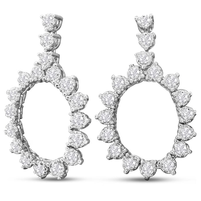 1 3/4 Carat Lab Grown Diamond Drop Earrings In 14 Karat White Gold