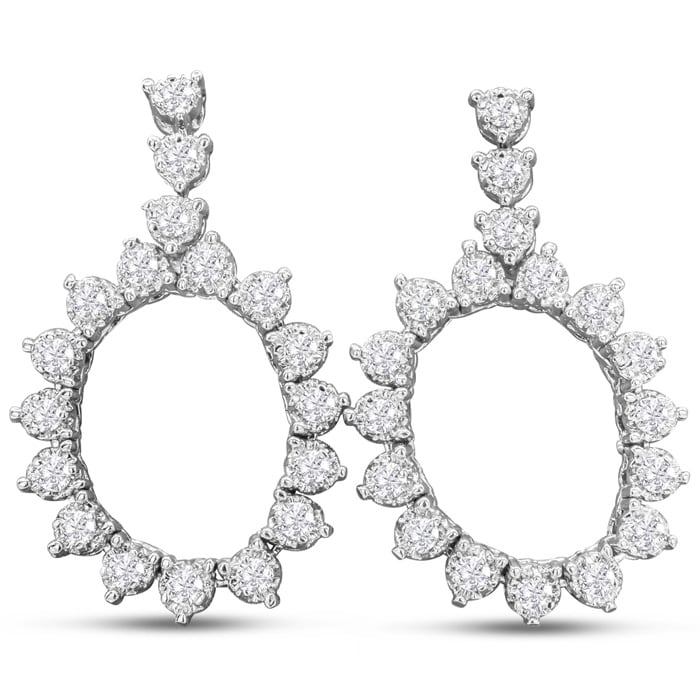 1 3/4 Carat Lab Grown Diamond Drop Earrings In 14 Karat White Gold
