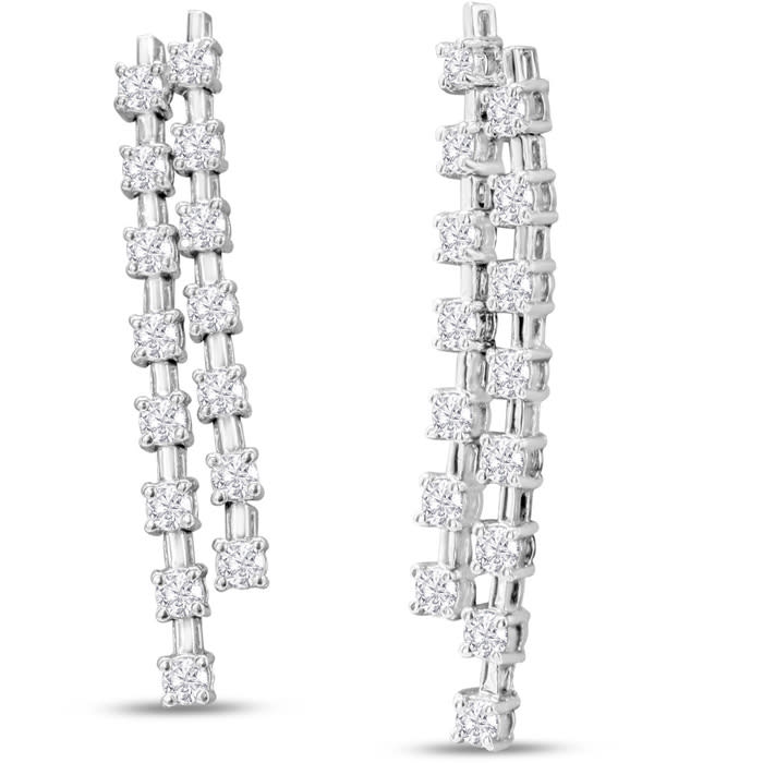1 3/4 Carat Diamond Drop Earrings In 14 Karat White Gold