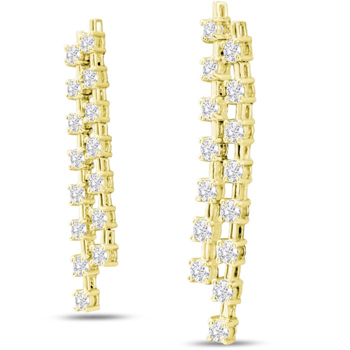 1 3/4 Carat Diamond Drop Earrings In 14 Karat Yellow Gold