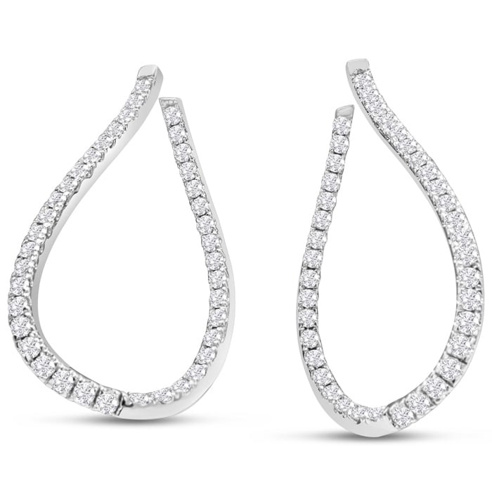 3 Carat Diamond Hoop Earrings In 14 Karat White Gold