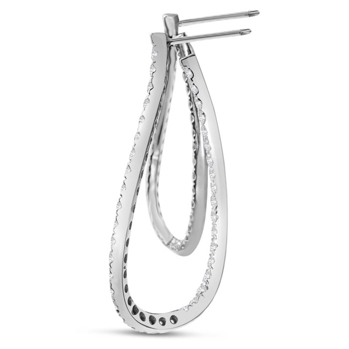 3 Carat Diamond Hoop Earrings In 14 Karat White Gold