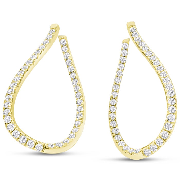 3 Carat Diamond Hoop Earrings In 14 Karat Yellow Gold
