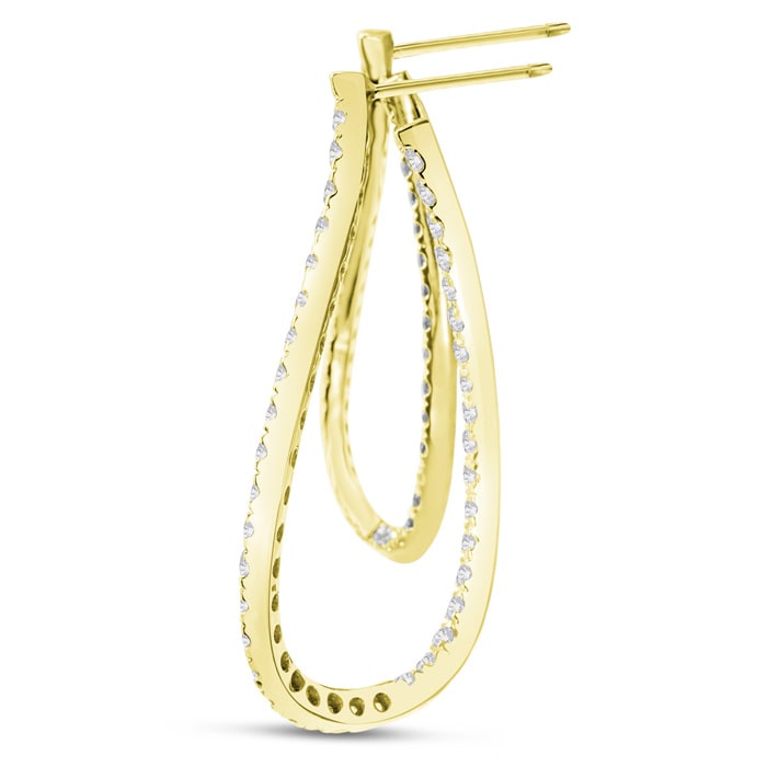 3 Carat Diamond Hoop Earrings In 14 Karat Yellow Gold