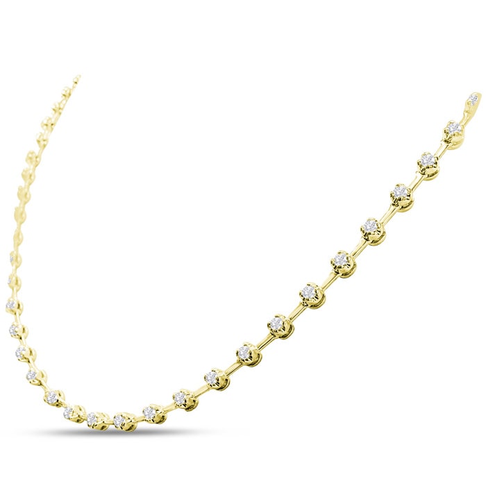 3.20 Carat Diamond Space Necklace In 14 Karat Yellow Gold, 17 Inches