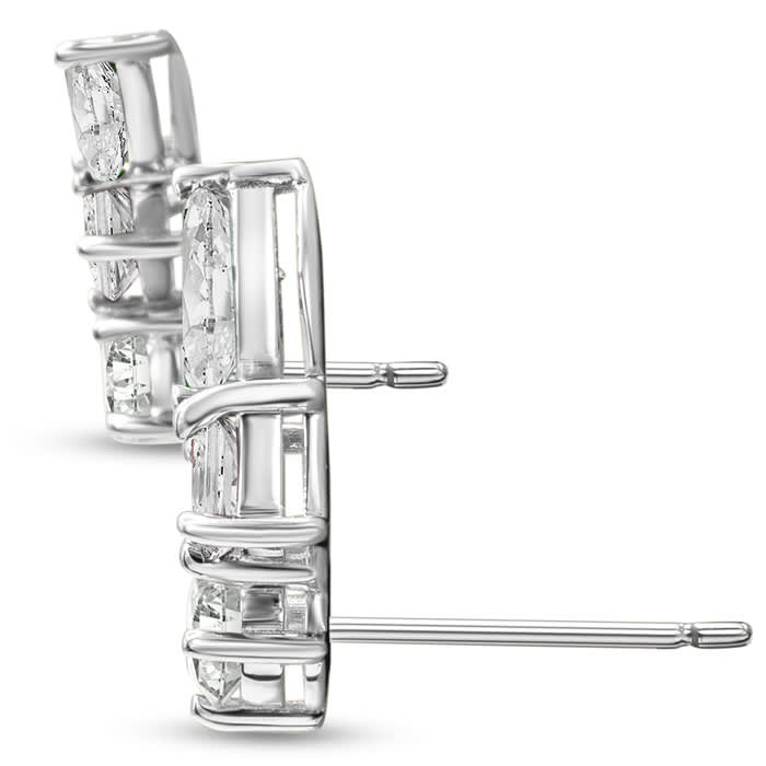 1 1/3 Carat Diamond Cluster Ear Climbers In 14 Karat White Gold