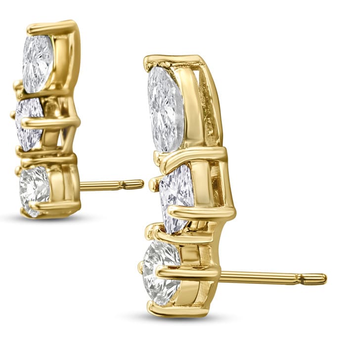 1 1/3 Carat Diamond Ear Climbers In 14 Karat Yellow Gold
