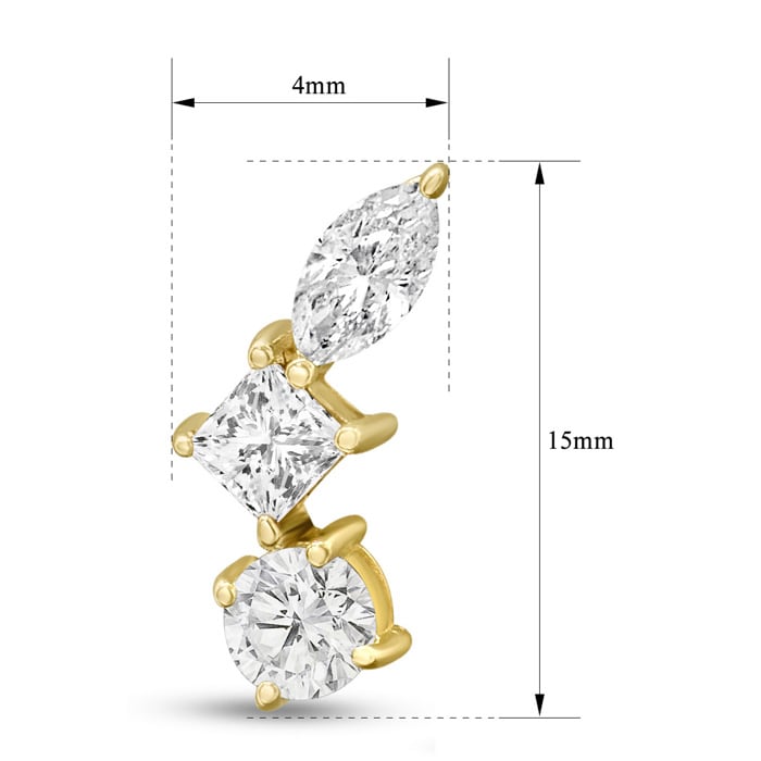 1 1/3 Carat Diamond Ear Climbers In 14 Karat Yellow Gold