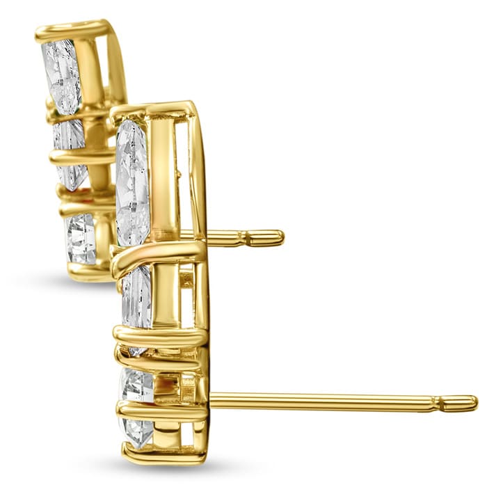 1 1/3 Carat Lab Grown Diamond Ear Climbers In 14 Karat Yellow Gold