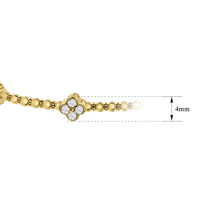 1/2 Carat Diamond Flower Flexible Bangle Bracelet In 14 Karat Yellow Gold, 7 Inches
