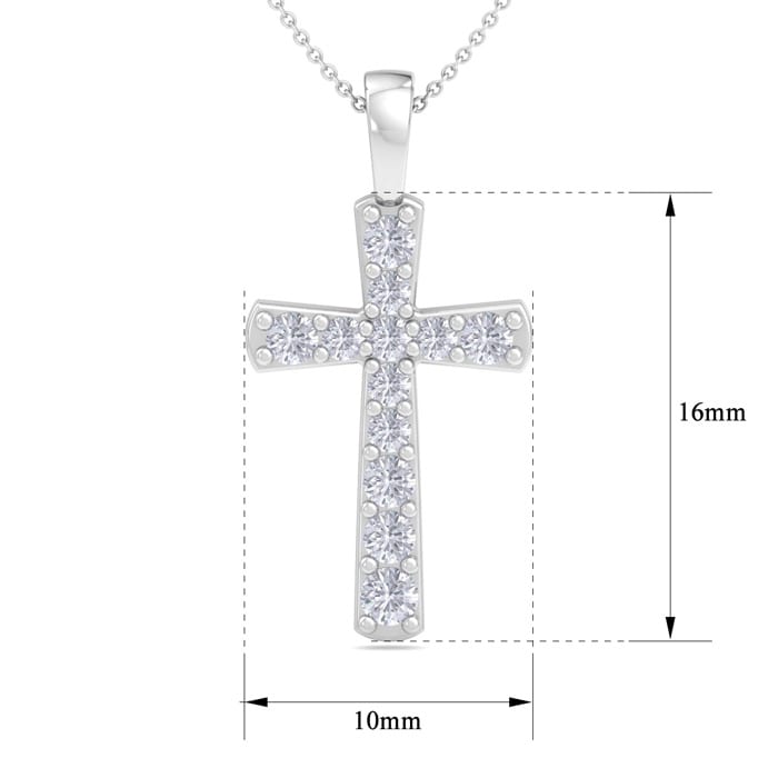 1/4 Carat Diamond Cross Necklace In Sterling Silver, 18 Inches
