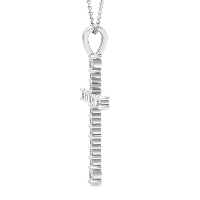 1/3 Carat Diamond Cross Necklace In Sterling Silver, 18 Inches