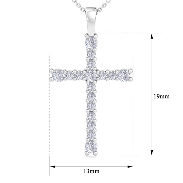 1/3 Carat Diamond Cross Necklace In Sterling Silver, 18 Inches