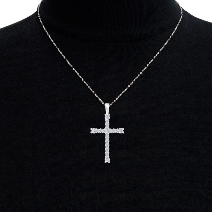 1/3 Carat Diamond Cross Necklace In Sterling Silver, 18 Inches