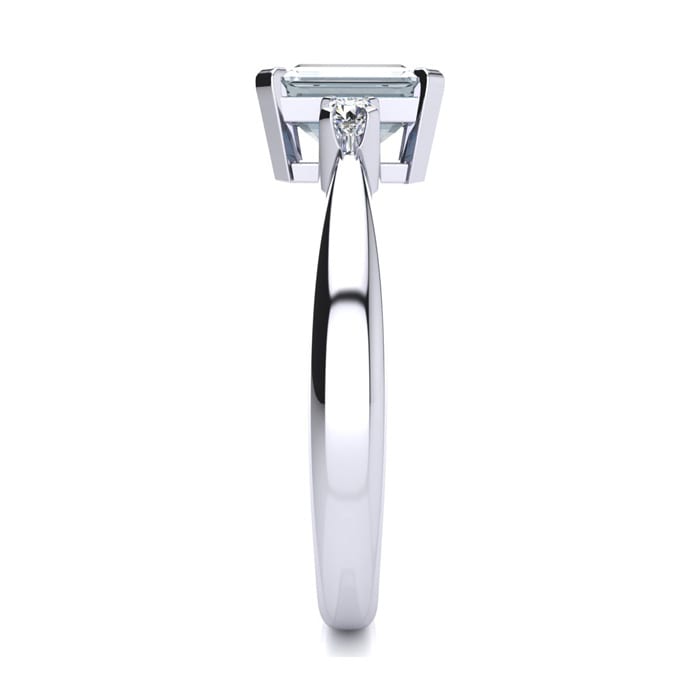 2 1/2 Carat Octagon Shape Moissanite and Diamond Ring In Sterling Silver