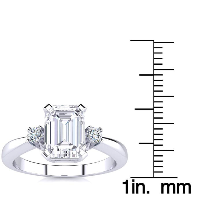 2 1/2 Carat Octagon Shape Moissanite and Diamond Ring In Sterling Silver