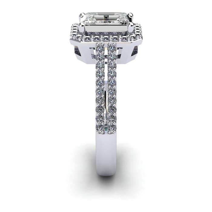 1 1/2 Carat Octagon Shape Moissanite and Halo Diamond Ring In Sterling Silver