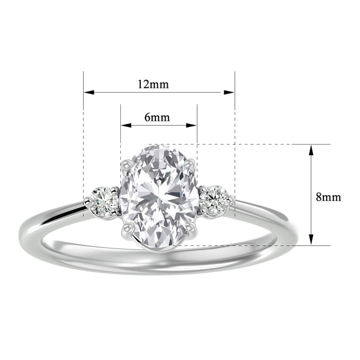 1 1/3 Carat Oval Shape Moissanite and Diamond Ring In Sterling Silver