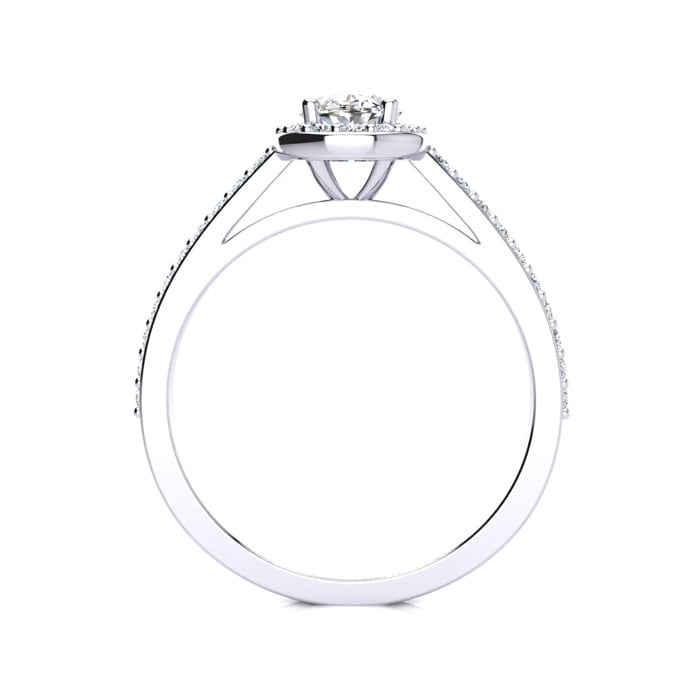 1 Carat Oval Shape Moissanite and Halo Diamond Ring In Sterling Silver
