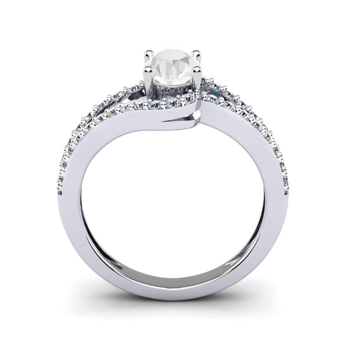 1.40 Carat Oval Shape Moissanite and Diamond Fancy Ring In Sterling Silver