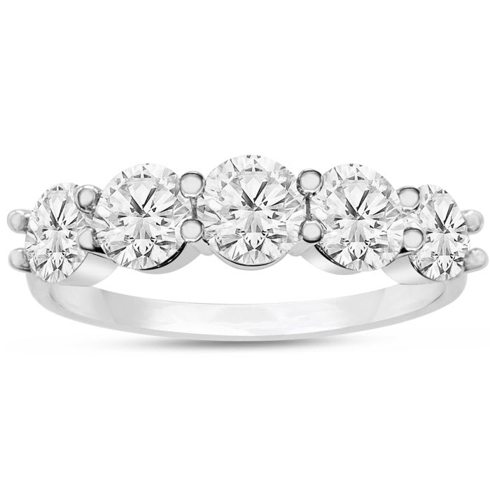1 1/4 Carat Lab Grown Diamond Five Stone Ring Platinum
