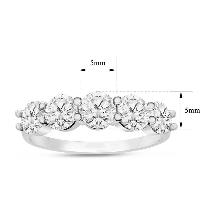 1 1/4 Carat Lab Grown Diamond Five Stone Ring Platinum
