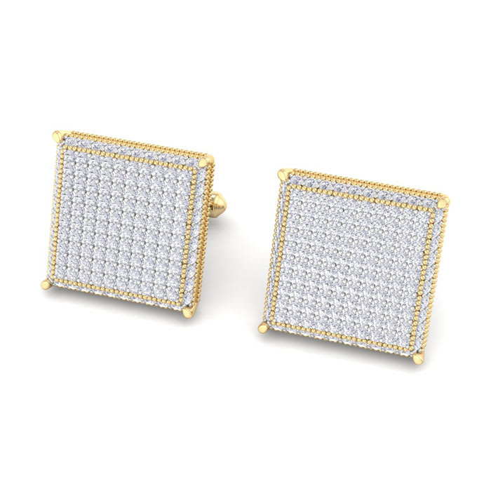 2 3/4 Carat Lab Grown Diamond Cufflinks For Men In 14 Karat Yellow Gold