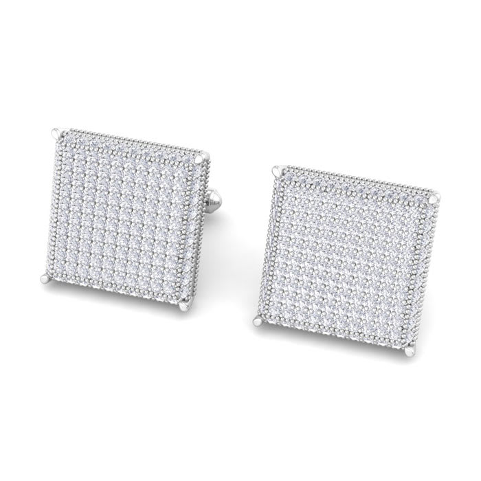 2 3/4 Carat Diamond Cufflinks For Men In 14 Karat White Gold