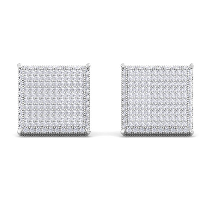 2 3/4 Carat Diamond Cufflinks For Men In 14 Karat White Gold