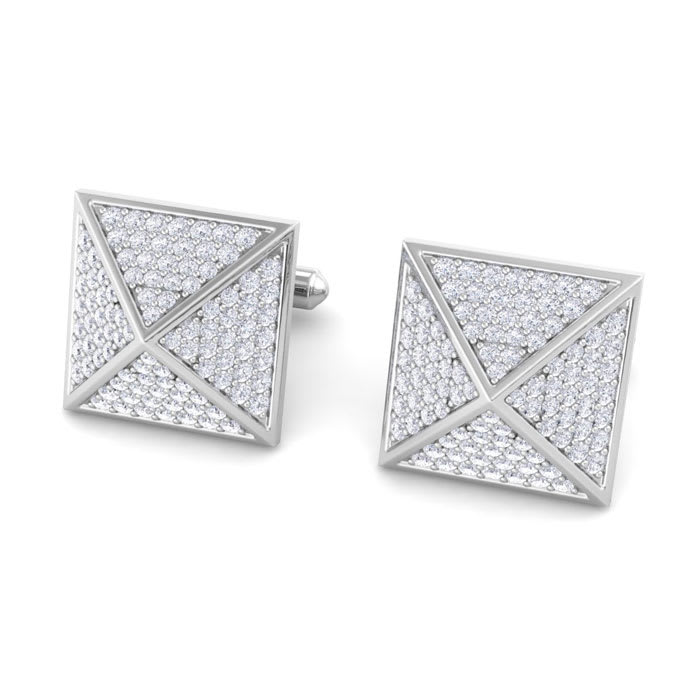 1 3/4 Carat Lab Grown Diamond Cufflinks For Men In 14 Karat White Gold
