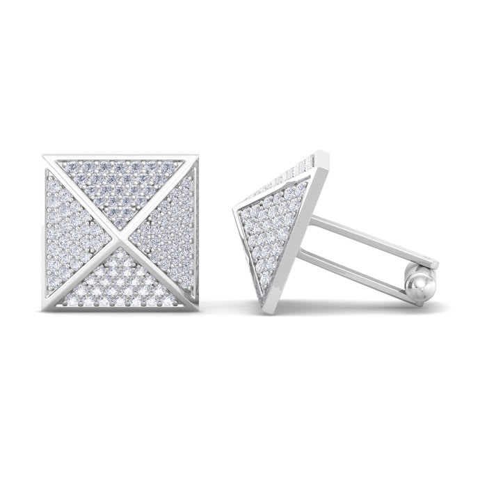 1 3/4 Carat Lab Grown Diamond Cufflinks For Men In 14 Karat White Gold