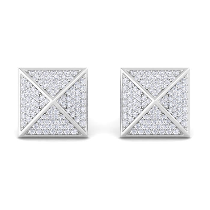 1 3/4 Carat Lab Grown Diamond Cufflinks For Men In 14 Karat White Gold