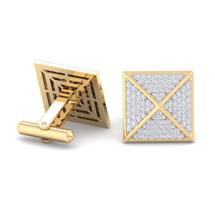 1 3/4 Carat Lab Grown Diamond Cufflinks For Men In 14 Karat Yellow Gold