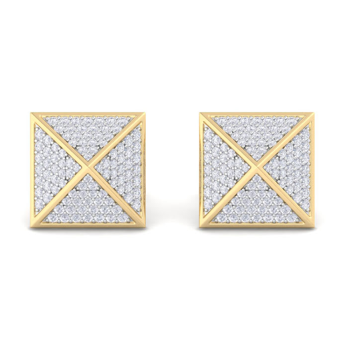 1 3/4 Carat Lab Grown Diamond Cufflinks For Men In 14 Karat Yellow Gold