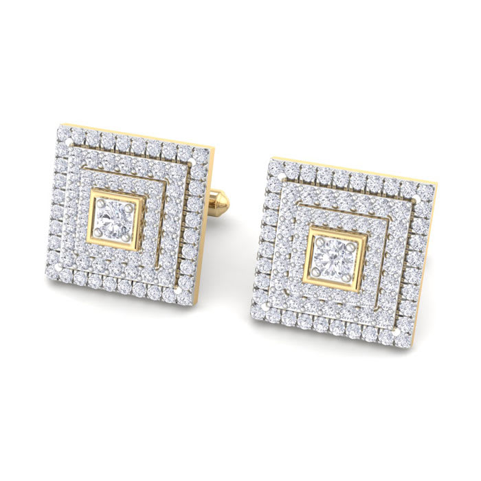 3 1/2 Carat Lab Grown Diamond Cufflinks For Men In 14 Karat Yellow Gold